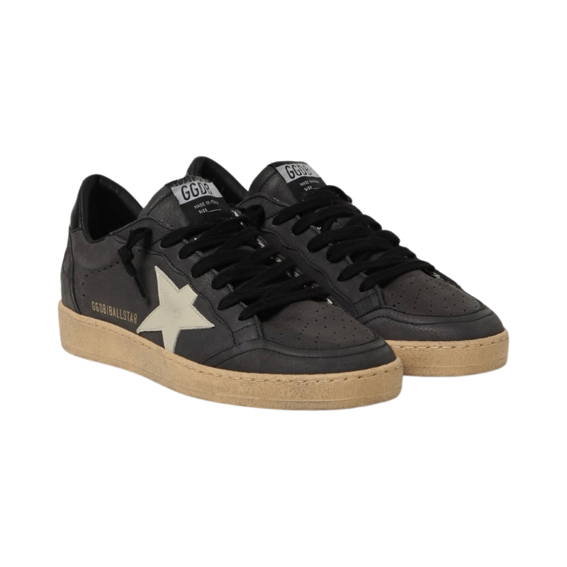Golden Goose Ball Star in glitter with leather star and metallic leather heel tab Dark Grey Sand(Men)